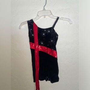 black/red one piece solo costume